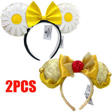 2X Disney~Parks Minnie Mouse Bow Mickey Belle Beauty and the Beast Ears Headband picture