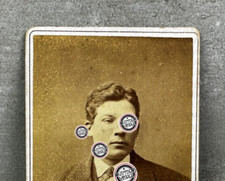 RARE SWEDEN Antique Victorian Photo CDV Handsome Young Man 1890s Painters Alley picture