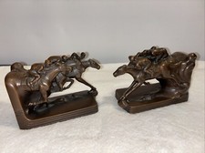 Spectacular Vintage Jennings Bros English Copper  HORSE Riding Bookends J.B 809 picture