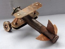 WWI WWII Trench Art Airplane 1914 Mannlicher & Mauser K98 Rifle Casing Biplane picture