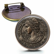 St Dymphna Pin Bronze Patron Saint of Mental Health Anxiety & Emotional Healing picture
