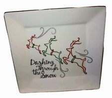 St Nicholas Square Serving Tray reindeer Dashing through the snow Christmas picture