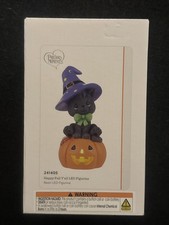 Precious Moments 241405 Happy Fall Y’all LED Resin Figurine Pumpkin Black Cat picture