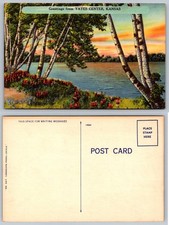 Greetings from Yates Center, Kansas - Scenic Lake & Birch Trees Postcard picture