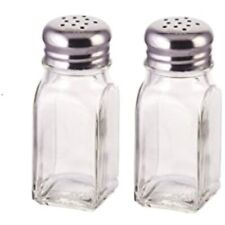 Salt and Pepper Shakers with Stainless Tops Set of 2 Square Glass picture
