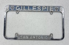 Vintage Gillespie Ford San Antonio TX Dealer License Plate Frame Chrome picture
