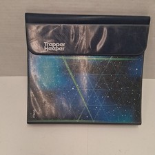 Vintage 1980s Mead Trapper Keeper Binder Retro Space Design Blue Galaxy picture