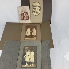 Antique 1890s 1900s Twin Children Portrait Photos Brother Sister STL MO Folding picture