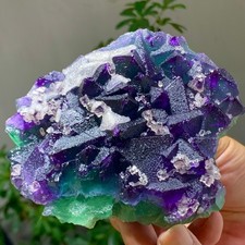 1.15LBRareTransparent Purple Green Cube Fluorite Mineral Crystal Specimen/China picture