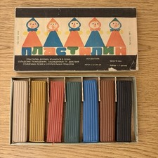 Vintage Soviet USSR Plastilin Modeling Clay Set Mosbythim 7 Colors Rare Complete picture