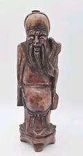 Vintage Asian Bearded Man Wooden Figure picture