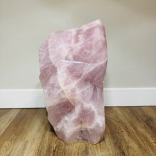 Rose Quartz XXL Faceted Freeform Pink Crystal with Flat Back for display, 83.2lb picture