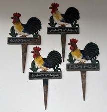 Vtg Cast Iron Painted Rooster 5