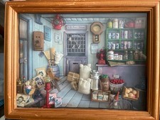 Signed Jean Spiry Country Store Post Office Miniature Shadow Box Diorama 13x10 picture