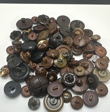 Vintage Brown Black Dome Woven Buttons Shank Lot of 75 Coats Leather & Plastic picture