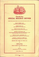 1960s CHERISH INN vintage special holiday dinner menu MILL VALLEY, CALIFORNIA picture