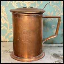 Antique 1910 Swedish Copper Tankard Stein Engraved Gustavus Adolphus Gustaf V picture