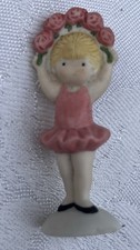 VTG Bisque Porcelain Mini Ballerina 2” Pink Roses picture