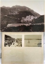 1L + 2S 1880/90 ALBUMEN PHOTO CHINA HONG KONG BUILDINGS ON PEAK STREET HARBOUR picture