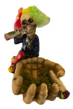 Resin Deadhead Skull Head Ashtray Ash Holder Skeleton Statue Art Halloween picture