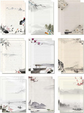 50 Sheets Vintage Lined Stationery Paper A4 100 GSM 10 Unique Writing Designs picture