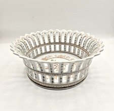 Vintage Spanish Porcelain Centerpiece Bowl Reticulated Design and Floral Motif picture