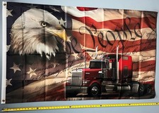 American Trucker FREE USA SHIP Semi 18 Wheeler Nascar Racing Poster Sign 3x5' picture