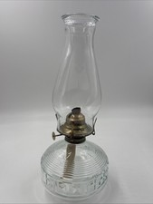 Vintage  Clear Glass Oil Lamp With Wick and Dome Outdoor Lights Fire Night picture