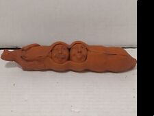 Artisan Handmade Pottery Clay 2 Peas in a Pod Figure Faces Signed picture
