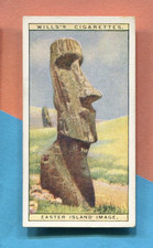 1926 W.D. & H.O. WILLS WONDERS OF THE PAST TOBACCO CARD #14 EASTER ISLAND IMAGE picture
