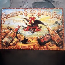ANHEUSER-BUSCH BREW'G ASS'N TIN TACKER Metal sign advertisement Vg Pre-owned  picture
