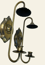 Vintage Pair of Homco Fluted Umbrella Candle Sconces 14” picture