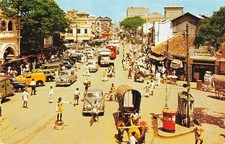 Vintage Pettah Colombo Ceylon Street Scene Postcard 1950s Sri Lanka Cars picture