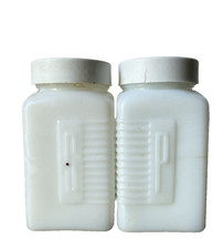 Vintage Salt & Pepper Milk glass Set McKee Embossed Art Deco  Shakers Set picture