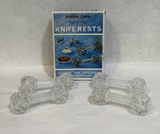 4 VTG Chadwick Miller Knife Rests Utensils Diamond Shaped Ends 4” Clear Plastic picture