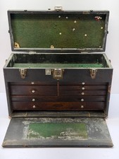 Vintage H Gerstner & Sons 7 Drawer Wood Leatherette Machinist Chest Tool Box #41 picture