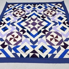 Original Purple Cosmic Jewels Handmade Cotton Queen Patchwork quilt top/topper picture