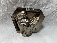VINTAGE THANKSGIVING TURKEY 2 PIECE METAL CHOCOLATE CANDY MOLD #2672 picture