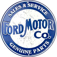 Ford Motor Company Sales And Service Embossed Metal Novelty Round Sign picture