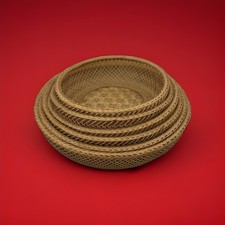 Vintage Handcrafted Woven Wicker Rattan Set of 6 Nesting, Decor Baskets Japanise picture