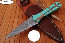 CUSTOM HAND MADE FORGED DAMASCUS STEEL BOOT KNIFE THROWING HUNTING DAGGER 1529 picture