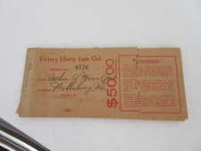 1919 UNITED STATES GOVERNMENT VICTORY LIBERTY LOAN $50 Paper BOOKLET 1 Used WWI picture