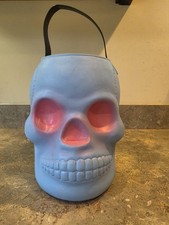 AJ Renzi Blow Mold Skull Bucket VERY RARE  Blue & Pink picture