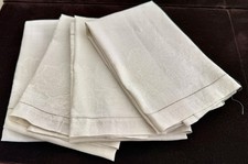 Vintage Estate Linens - 6 Handmade Embgroidered Linen Guest Towels w/ Mono B349 picture