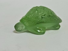 Authentic 'Lalique ® France' Green Crystal Sidonie Turtle Figurine Signed - Mint picture