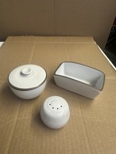 Heath Ceramics Studio White Lidded Sugar Bowl Salt Shaker Open Dish MCM Lot 3 picture