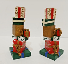 Vintage Pair Christmas Candlestick Holders Festive 90's Whimsical Cottagecore picture