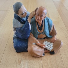 VINTAGE  Japanese Doll KINKODO Couple Woman Cleaning Man Ears RARE 50’s - 60's picture