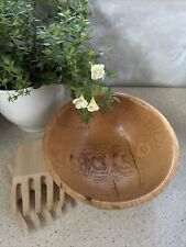 Rustic Handmade WOODEN BOWL  (Salad) 9”x  9”x  4.5”  Cherry Wood picture