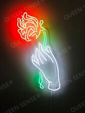 Red Rose Hand Neon Sign Lamp Light 24